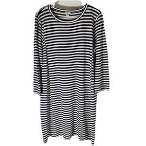 J.CREW Blue White Striped Pull Over Dress Size XL